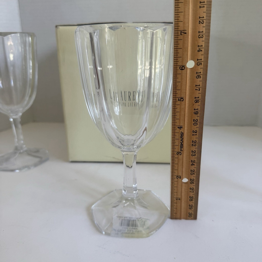 Ralph Lauren Lumiere Crystal Goblets, Etched LRL Set Of 4 RARE** - Picture 9 of 14